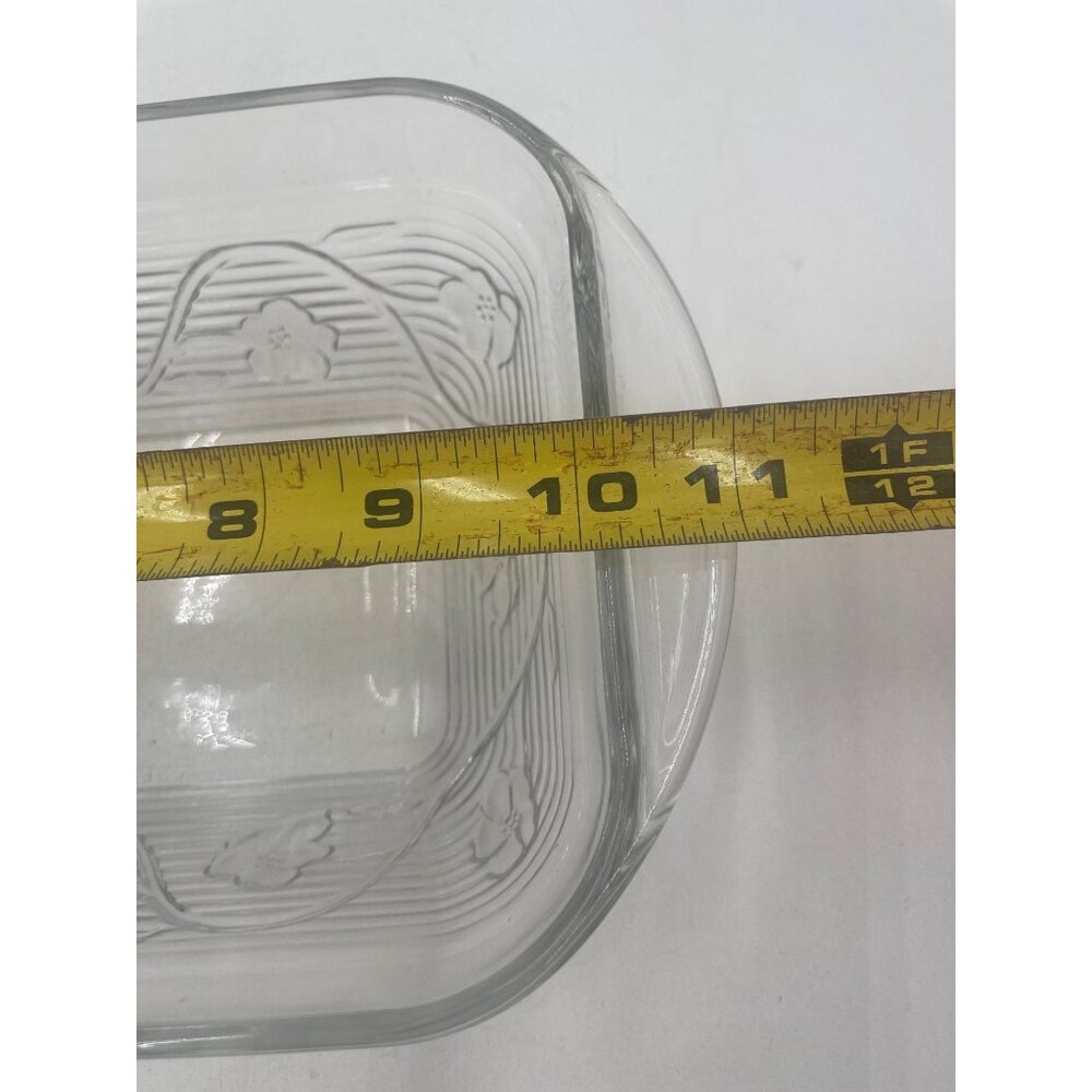 Clear Etched Glass Bread Tray With Floral Design 11x6 Inches Decorative & Functi - Picture 4 of 6